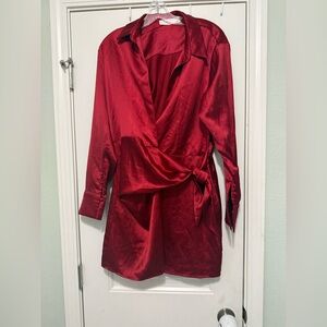 Astr Rich Red Satin Dress